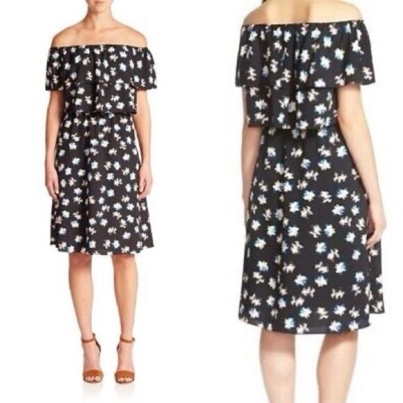 NWT Cooper and Ella Black Off The Shoulder Popcorn Dress - Size: Small - Picture 1 of 12